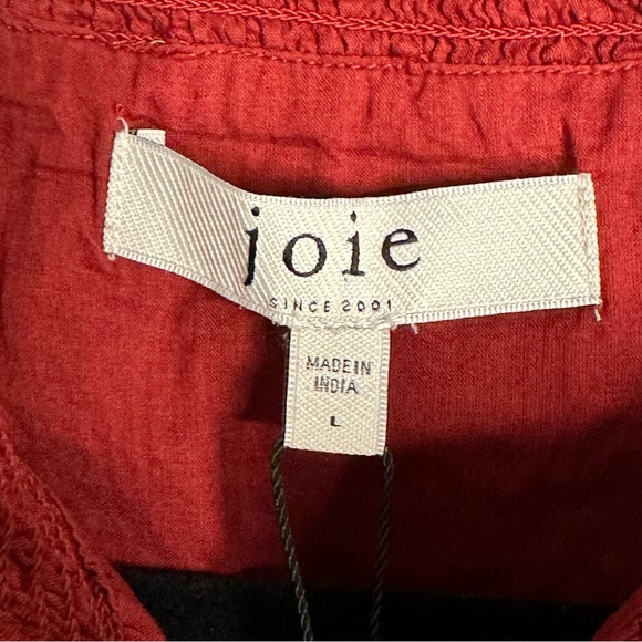 NWT Joie Josea Striped Fil Coupe Cotton Jacquard Top in Russet Brown, Size L - Picture 7 of 11